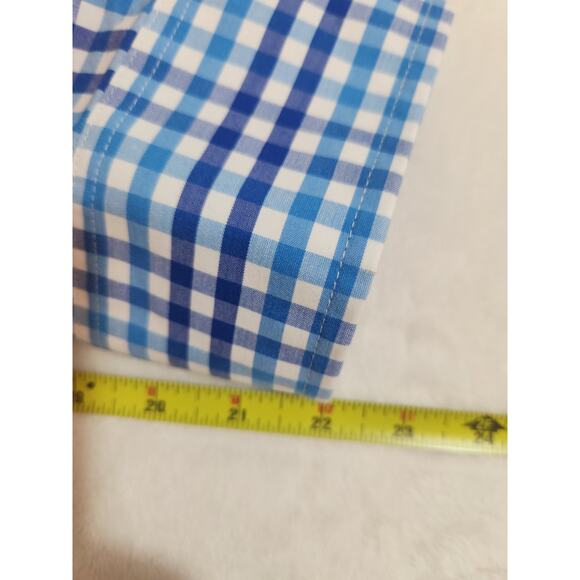 Izod Shirt Mens 20 Tall 35 36 Blue Check Long Sleeve Classic Preppy Business - Picture 7 of 10
